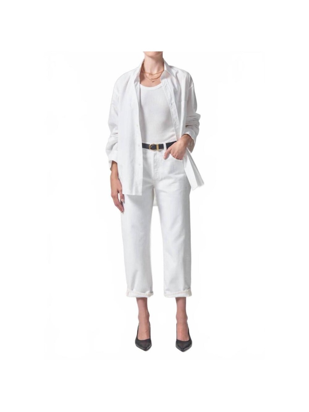 Citizens of Humanity Dahlia Bow Leg Baby Roll Jeans in Pashmina Ivory Sz 28 NWT